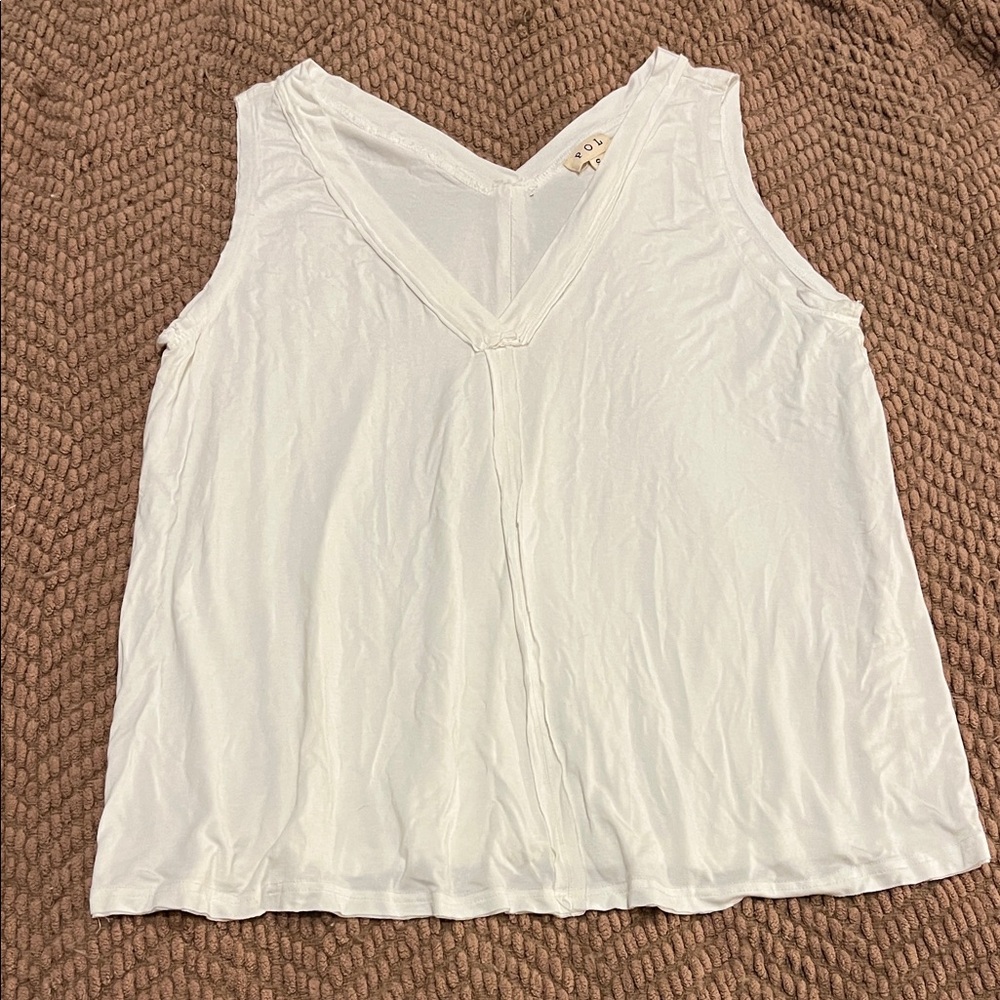 POL loose flowy sleeveless top off white women’s small boho balletcore cottage